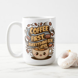 Süße Kawaii-Kaffeetasse – „Kaffee zuerst, alles an Kaffeetasse