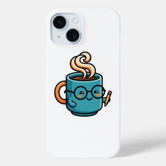 Süße Kawaii-Kaffeetasse mit Lesebrille Sticker Case-Mate iPhone Hülle (Rückseite)
