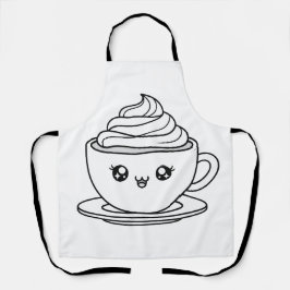 Süße Kawaii-Kaffeetassen-Illustration Schürze
