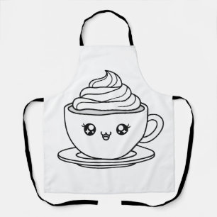 Süße Kawaii-Kaffeetassen-Illustration Schürze