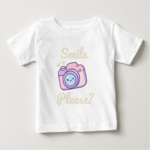 Süße Kawaii-Kamera Lächeln Bitte Lustiger Fotograf Baby T-shirt