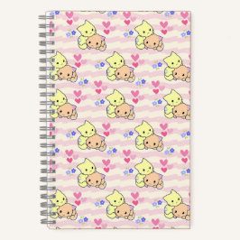 Süße Kawaii-Kätzchen-Muster Rosa Spiralblock Notizbuch