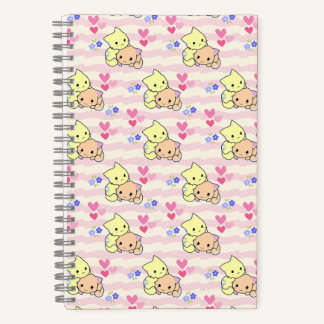 Süße Kawaii-Kätzchen-Muster Rosa Spiralblock Notizbuch