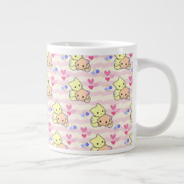 Süße Kawaii-Kätzchen Rosa Pastell Keramik-Kaffeeta Jumbo-Tasse