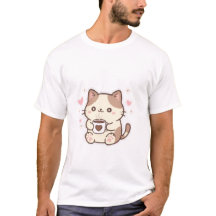Süße Kawaii-Katze hält Coffee-Mug-Aufkleber ☕✨