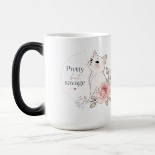 Süße Kawaii-Katze "Hübsch aber wild" Floraltasse K Verwandlungstasse