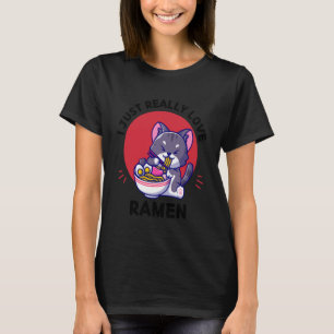 Süße Kawaii-Katze, ich liebe einfach Ramen-Nudeln T-Shirt