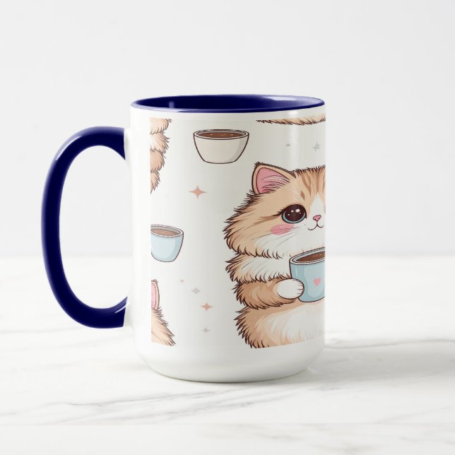 Süße Kawaii Katze Kaffeetasse - Katzenliebhaber Ge (Links)