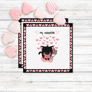 Süße Kawaii Katze Mein Valentinstag Klassenzimmer  Feiertagskarte