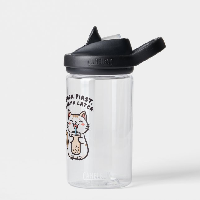Süße Kawaii-Katze trinkt Bubble Tea Trinkflasche (Links)