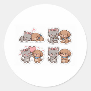 Süße Kawaii-Katze und Hund beste Freunde Sticker -