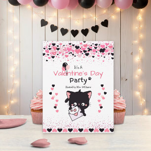 Süße Kawaii-Katze Valentinstag Personalisierte Kin Einladung