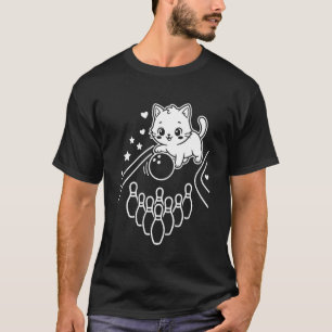 Süße Kawaii-Katzen-Bowling-Langarm T-Shirt