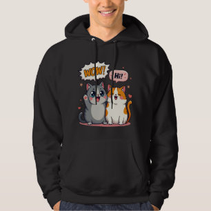 Süße Kawaii-Katzen-Comic-Sagt-Wow-und-Hallo-Pullov Hoodie