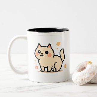 Süße Kawaii-Katzen-Geburtstags-Tasse für Kinder | Zweifarbige Tasse