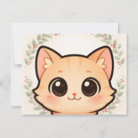 Süße Kawaii Katzen-Gesicht Einladung