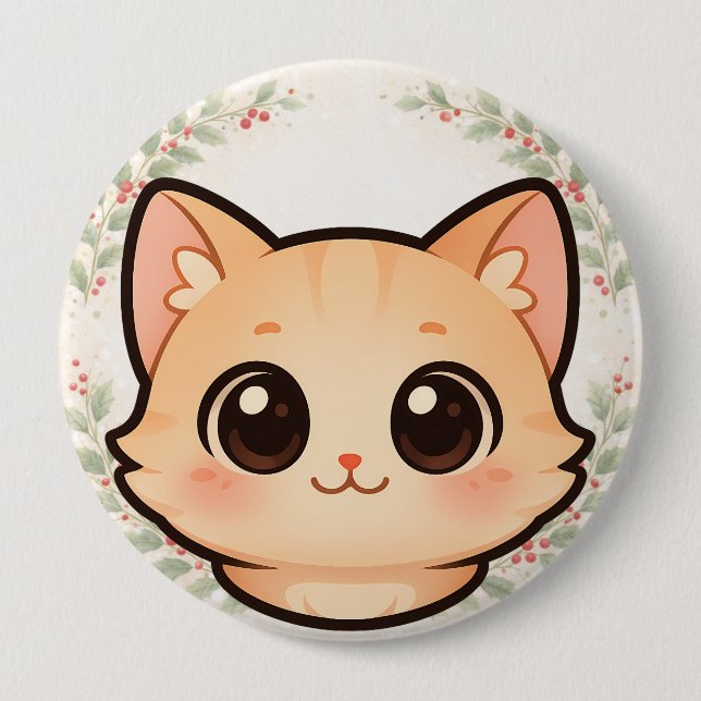 Süße Kawaii-Katzen-Gesichtstaste Button (Vorderseite)