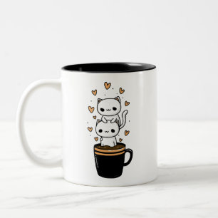 Süße Kawaii-Katzen-Kaffeetasse Zweifarbiges Mug Zweifarbige Tasse