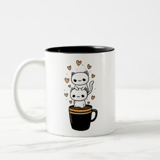 Süße Kawaii-Katzen-Kaffeetasse Zweifarbiges Tasse