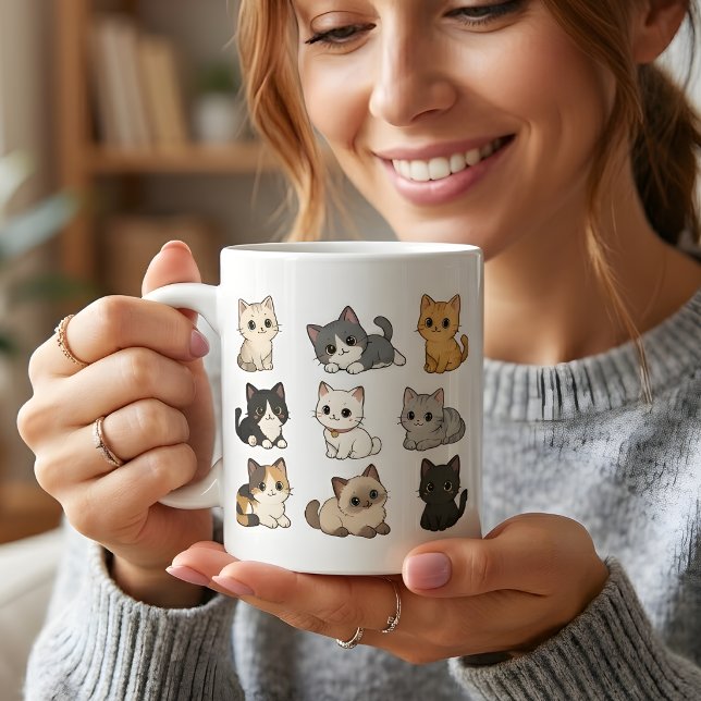 Süße Kawaii Katzen Kätzchen Weiße Kaffeetasse (Von Creator hochgeladen)
