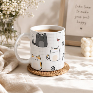 Süße Kawaii-Katzen-Muster-Kaffeetasse Kaffeetasse