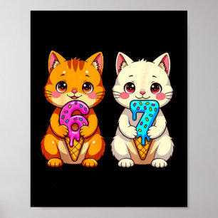 Süße Kawaii Katzen Neko 67 Drip Meme Lustig Sechs  Poster