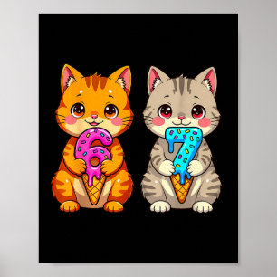 Süße Kawaii Katzen Neko 67 Drip Meme Lustig Sechs  Poster