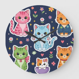 Süße Kawaii Katzen Neko Lustige Kätzchen Katzenlie Große Wanduhr