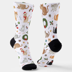 Süße Kawaii-Katzen & Weihnachtsdekoration Socken