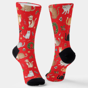 Süße Kawaii-Katzen & Weihnachtsdekorationen Socken