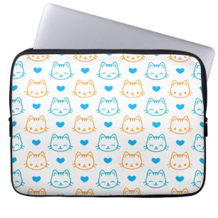 Süße Kawaii-Katzengesichter und Herzen Pastell-Mus Laptopschutzhülle