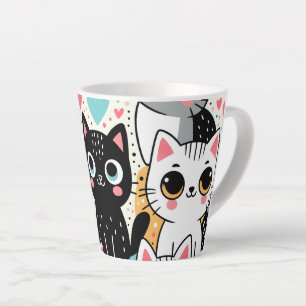 Süße Kawaii-Katzengesichter und Herzen Whimsical Milchtasse