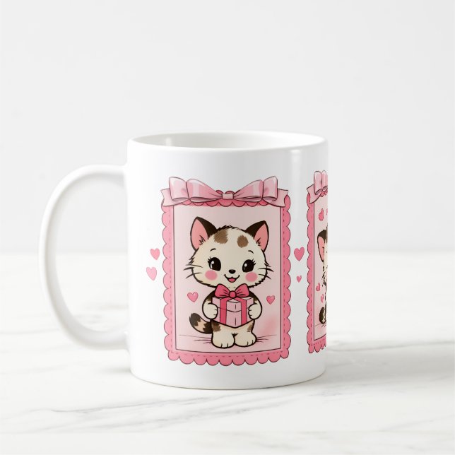 Süße Kawaii Katzenliebe Tasse (Links)