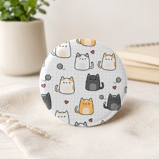 Süße Kawaii-Katzenmuster Pinback-Taste Button