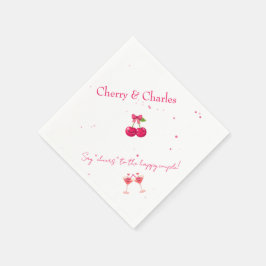 Süße Kawaii-Kirsch-Hochzeit in Rosa und Rot Serviette