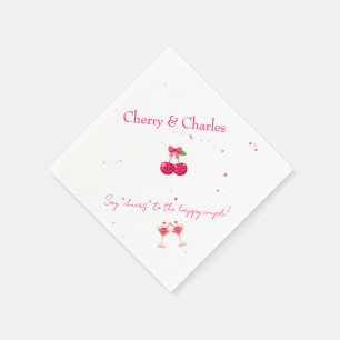 Süße Kawaii-Kirsch-Hochzeit in Rosa und Rot Serviette