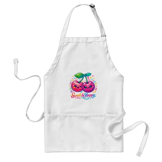 Süße Kawaii-Kirschen-Gärtnerschürze Schürze (Vorne)