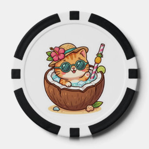 Süße Kawaii-Kokoskatze-Sonnenbrille-Sommer-BSticke Pokerchips