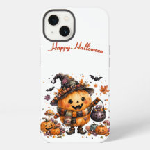 Süße Kawaii-Kürbis-Hexe Halloween-Aquarell-Aut