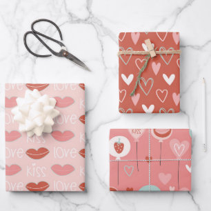 Süße Kawaii-Liebeslippen Geschenkpapier Set