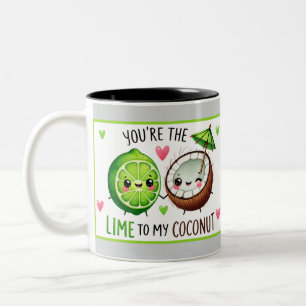 Süße Kawaii Limetten und Kokosnuss Zweifarbige Tasse