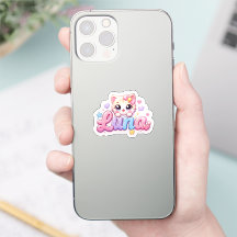 Süße Kawaii Luna Katzen Name Pastell Rosa Funkelnd
