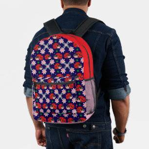 Süße Kawaii Marienkäfer Blumen Nahtloses Muster Bedruckter Rucksack