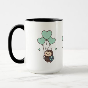 Süße Kawaii Marienkäfer Herz Ballon Kunst Tasse
