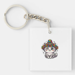 Süße Kawaii Marokkanische Amazigh Katzen-Wollmütze Schlüsselanhänger