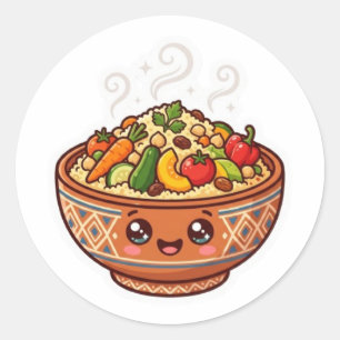 Süße Kawaii Marokkanische Couscous-Schüssel Aufkle Runder Aufkleber