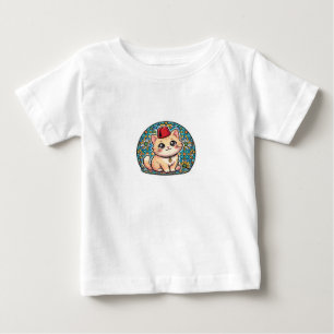 Süße Kawaii-Marokkanische Katze mit rotem Tarboush Baby T-shirt