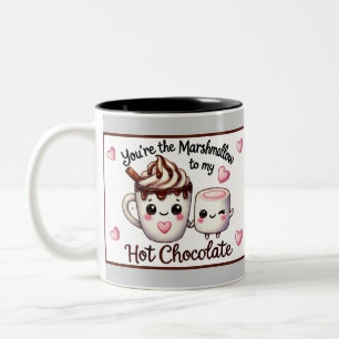 Süße Kawaii-Marshmallows und Schokolade Zweifarbige Tasse