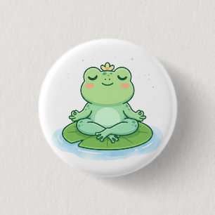 Süße Kawaii meditierende Frosch-Yoga-Lotus-Pose AI Button