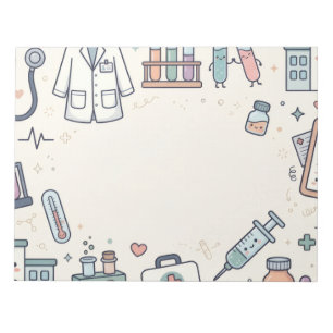 Süße Kawaii-Medizin-Doodle Notizblock